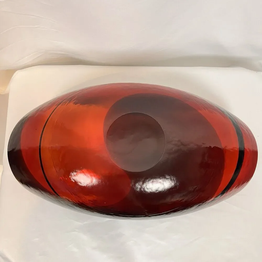 VTG. Crate & Barrel Iridescent Fossili Murano Oil Slick Glass Centerpiece Bowl